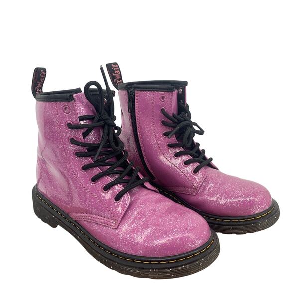 Dr. Martens Air Wair Girls Purple Sparkle Ankle Lace Up Boots Size 3 - Picture 1 of 9